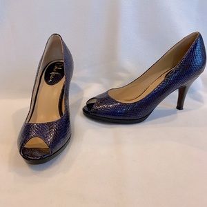 Cole Haan Snake Print Peep Toe Heels